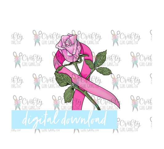 Rose with Awareness Ribbon - Digital download