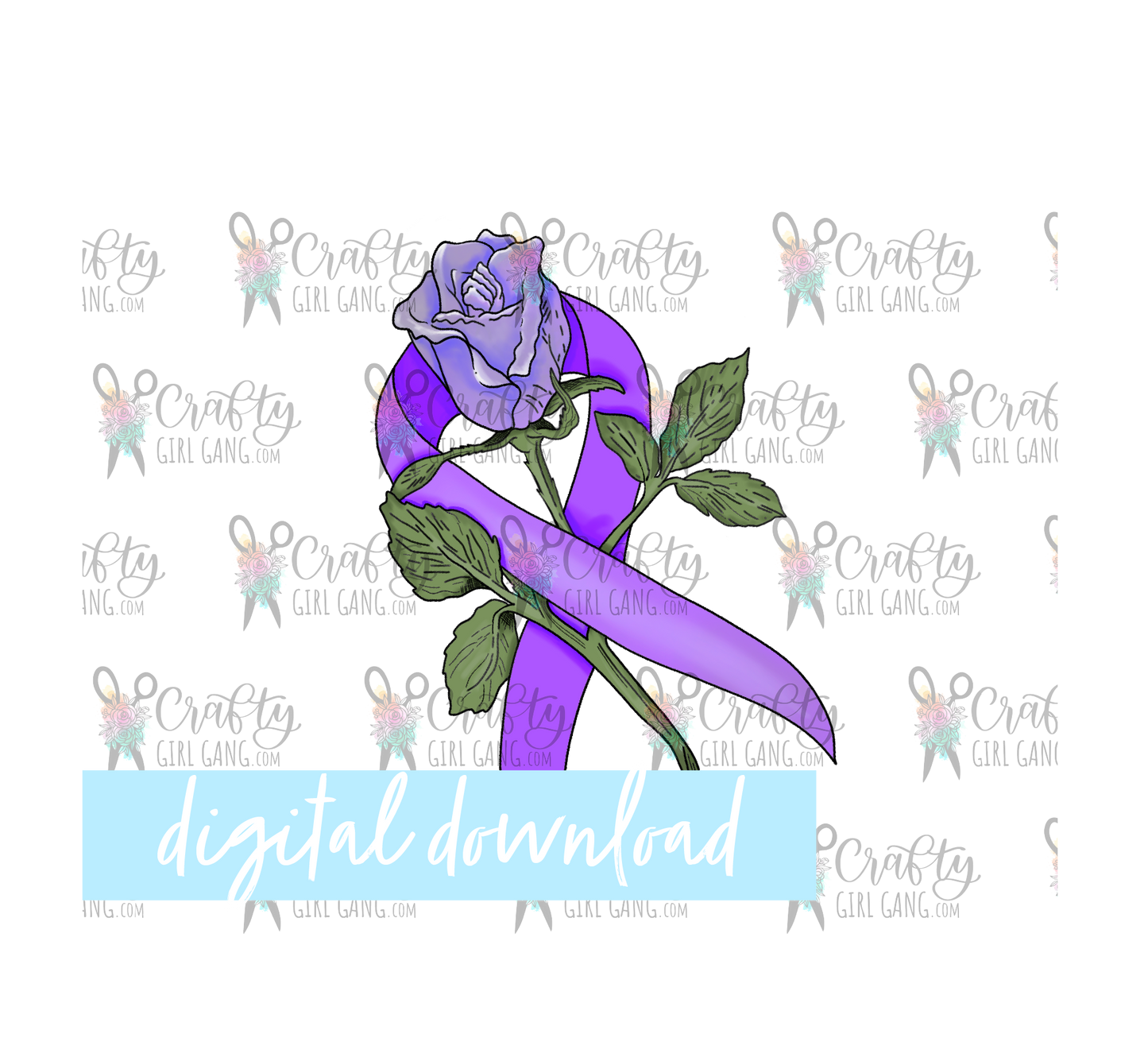 Rose with Awareness Ribbon - Digital download